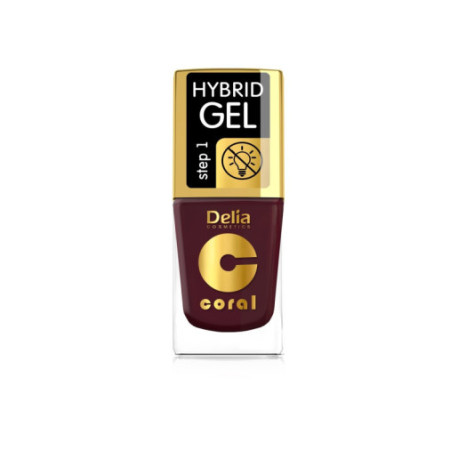 Delia Cosmetics Coral Hybrid Gel Emalia do paznokci nr 60 Ciemny Bakłażan  11ml