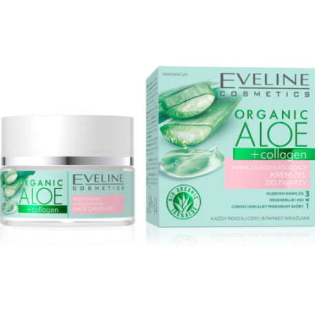 Eveline Organic Aloe Nawilżająco - Łagodzący Krem-żel do twarzy 3w1 - cera każdego rodzaju 50ml