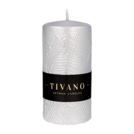 ARTMAN Świeca ozdobna Tivano - walec średni (średnica 7cm) srebrny 1szt