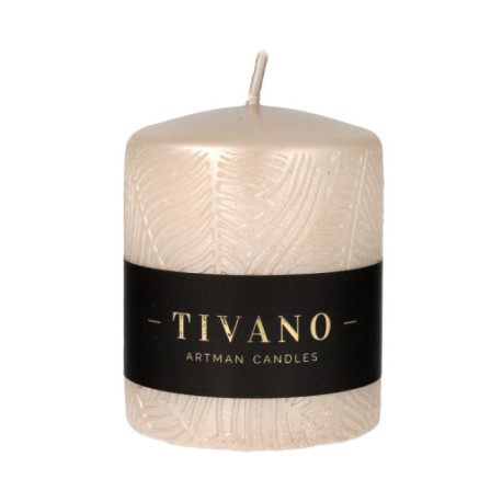 ARTMAN Świeca ozdobna Tivano - walec mały (średnica 8cm) szampan 1szt