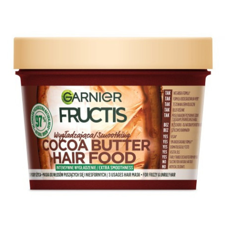 Fructis Hair Food Maska do włosów wygładzająca Cocoa Butter - do włosów puszących się i niesfornych 390ml