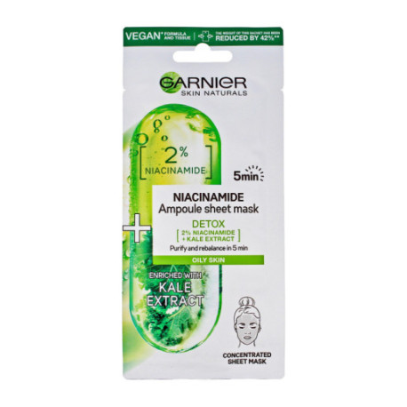 Garnier Skin Naturals Ampułka detoksykująca w masce na tkaninie z 2% niacynamidem 15g