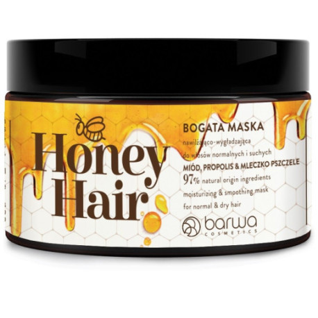 BARWA COSMETICS Honey Hair Bogata Maska nawilżająco-wygładzająca do włosów normalnych i suchych 220ml