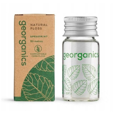 Nić dentystyczna, naturalna, kompostowalna, zielona mięta, 50 m, Georganics