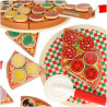 Pizza drewniany zestaw do zabawy na rzep  akcesoria łopatka nóż talerz nauka krojenia 20cm
