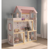 Domek dla lalek drewniany mebelki 78cm róż LED