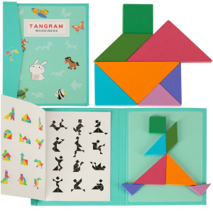 Tangram książeczka magnetyczna układanka montessori klocki gra logiczna 3D