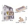 Domek dla lalek drewniany mebelki 70cm szary