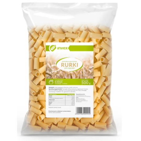 BIO invex Makaron orkiszowy rurki 500 g – pełnoziarnisty, z kurkumą, z polskich zbóż
