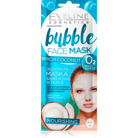 Eveline Bubble Face Maska bąbelkowa w płacie odżywcza - Rich Coconut 1szt