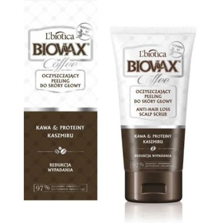 L`BIOTICA Biovax Glamour Coffee Oczyszczający Peeling do skóry głowy - Kawa i Proteiny Kaszmiru 125ml